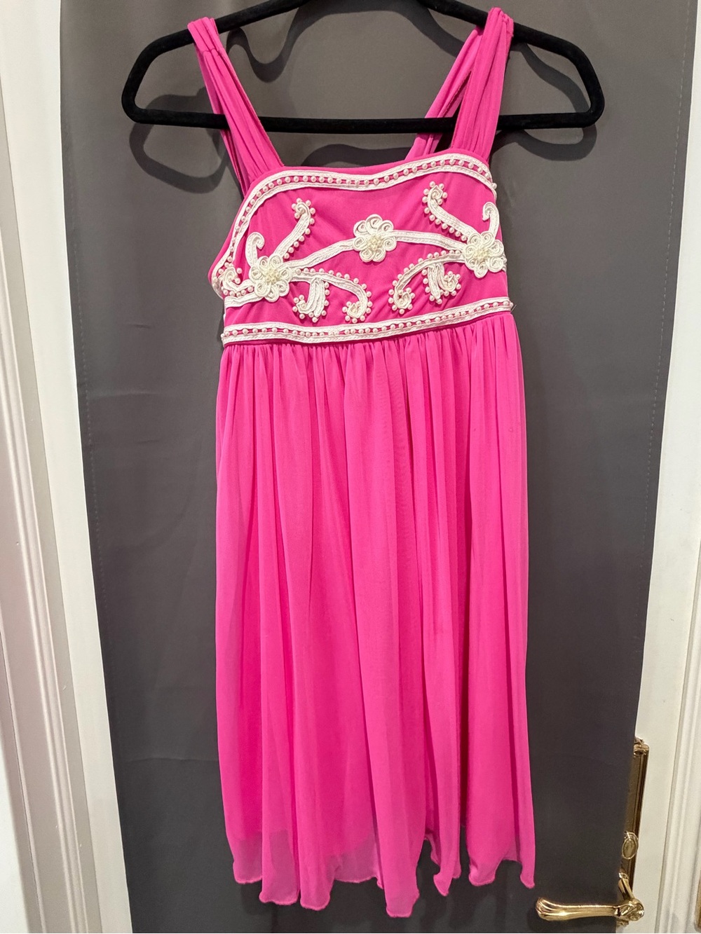 BCX Girl Pink Embroidered Beaded Party Dress Size 16 Tir back Y2K formal